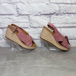 UGG Camilla Rose Pink Suede Bow Espadrille Slingbacks